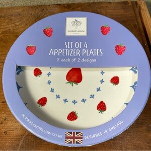 Bluebird & Willow strawberry ceramic salad plates set of 4 Strawberries decor